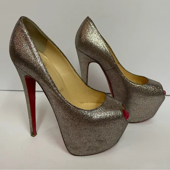 Christian Louboutin highness platform pumps heels multi glitter 35.5